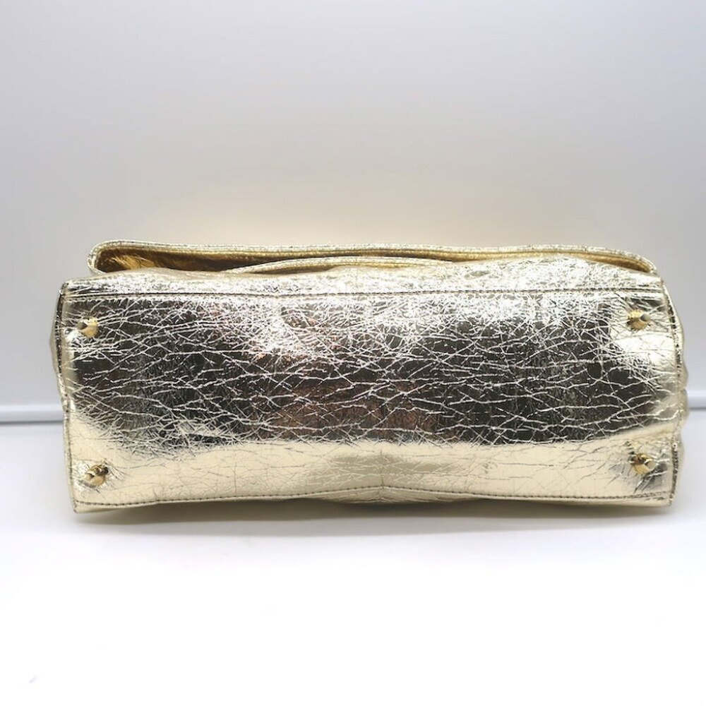 Zimmermann Fold Over Large Clutch Gold Metallic Leather NEW - Picture 6 of 11